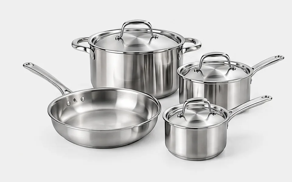 Stainless Steel Cookware Sets, illustrative unbranded product